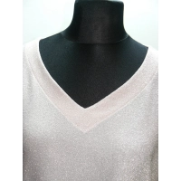 Błyszcząca wieczorowa tunika Oversize z dekoltem - pudrowy róż